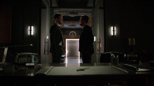 a gif from the show of adrian smiling and saying to oliver It's okay. I don't hold grudges.