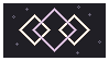 a pixel-art stamp gif of three overlapping diamonds that flash different colors, with a dark background including faded sparkles